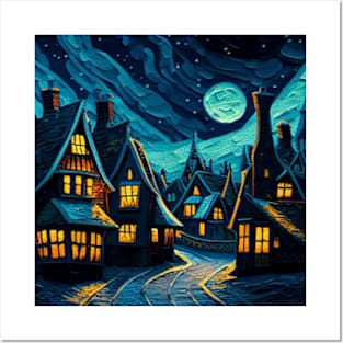 Starry Night Over Hogsmeade Village Posters and Art